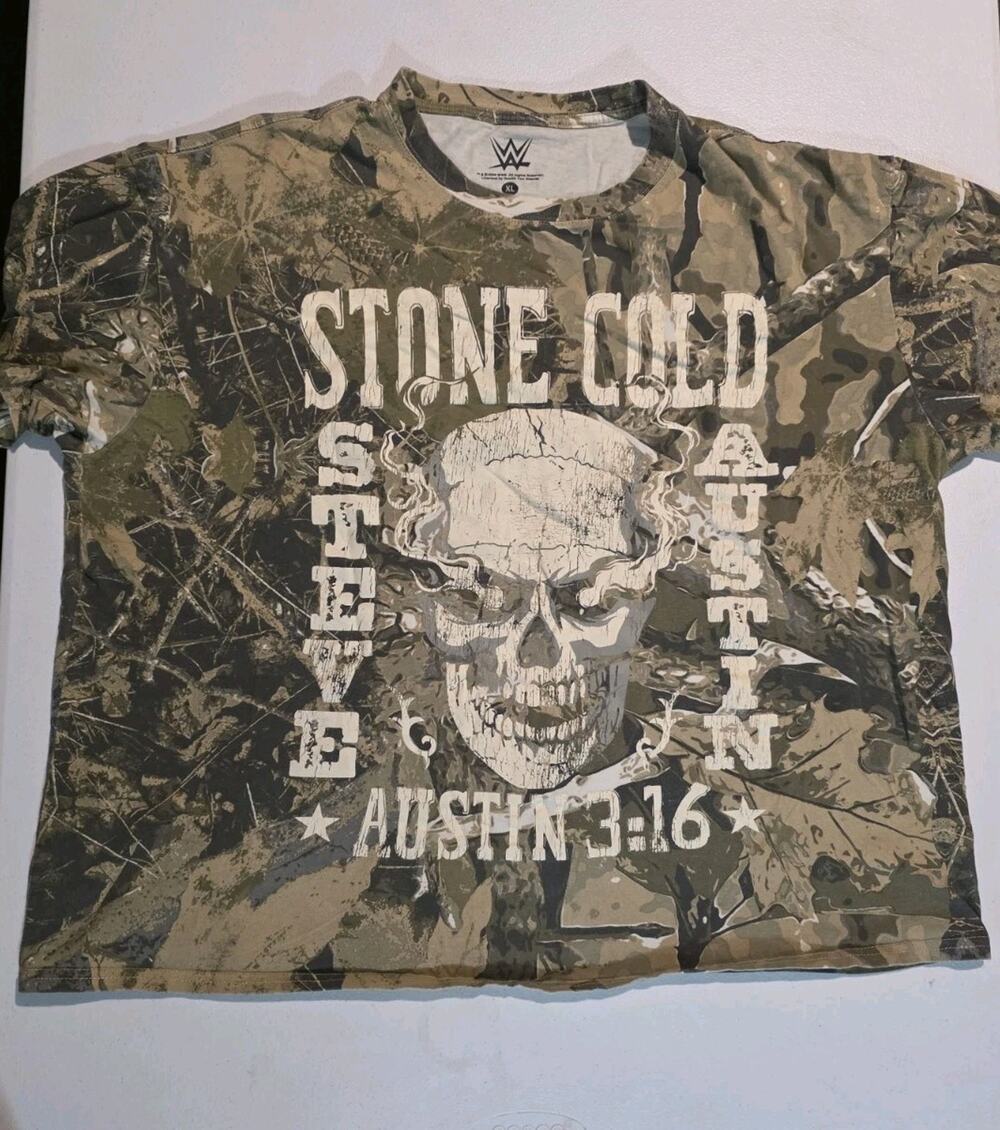 WWE Stone Cold Steve Austin 3:16 Camo Skull T Shirt Mens XL Wrestling